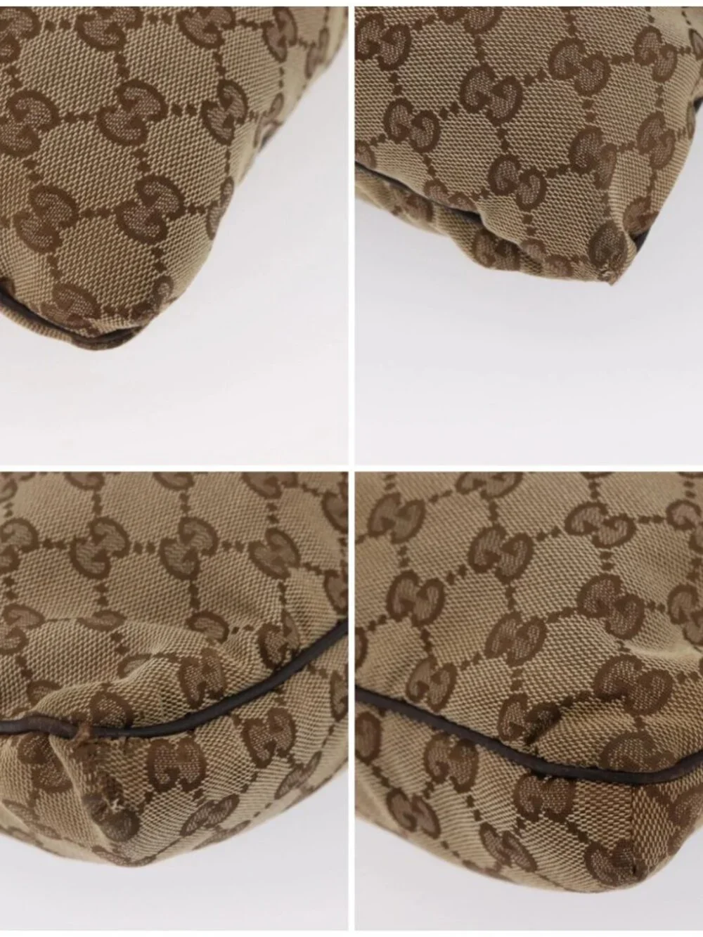 GUCCI GG Canvas Web Sherry Line Shoulder Bag Beige Silver 169937 Auth gh1991